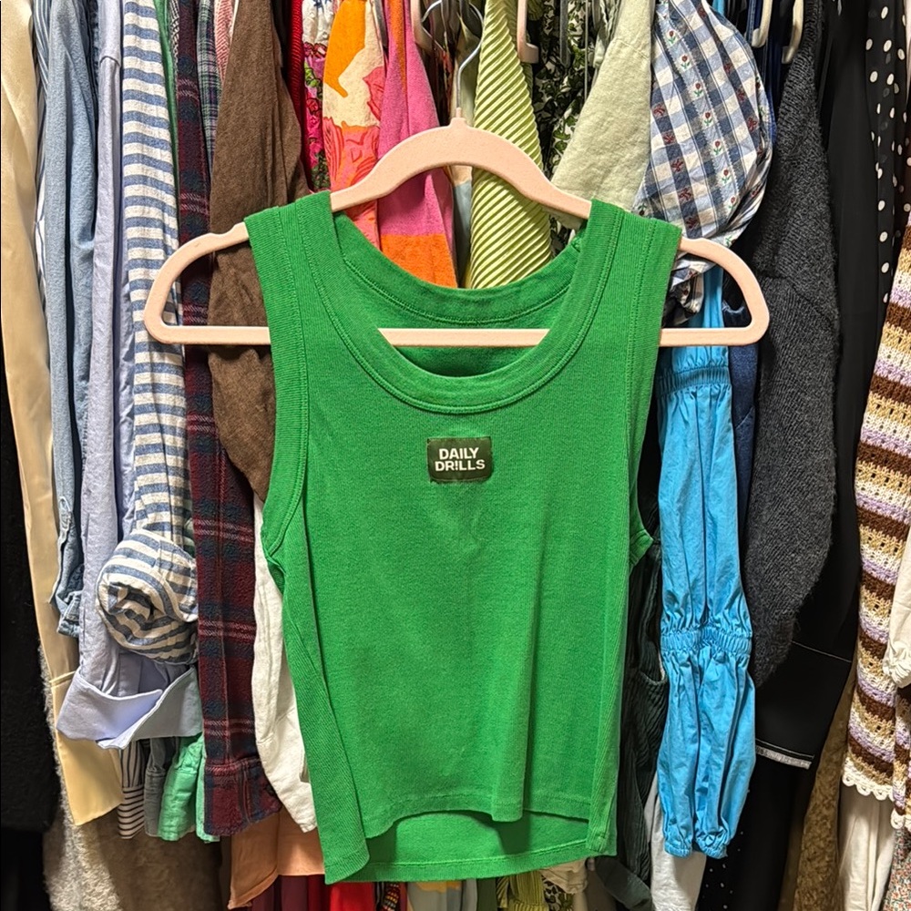 Daily Drills Kelly Green Ribbed Tank Top